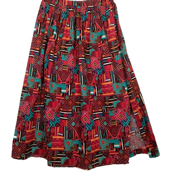 McCalls Skirt Small Long Maxi Southwestern Native Patchwork Tribal Print Natural - Picture 1 of 11